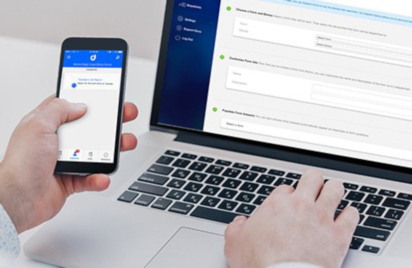 Device Magic mobile forms software on phone and laptop