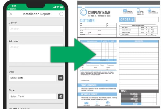 Submit mobile forms to create custom PDFs with Device Magic