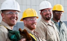 smiling construction workers