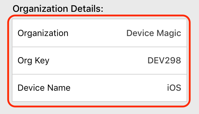 Device Magich Dashboard - Organization Details